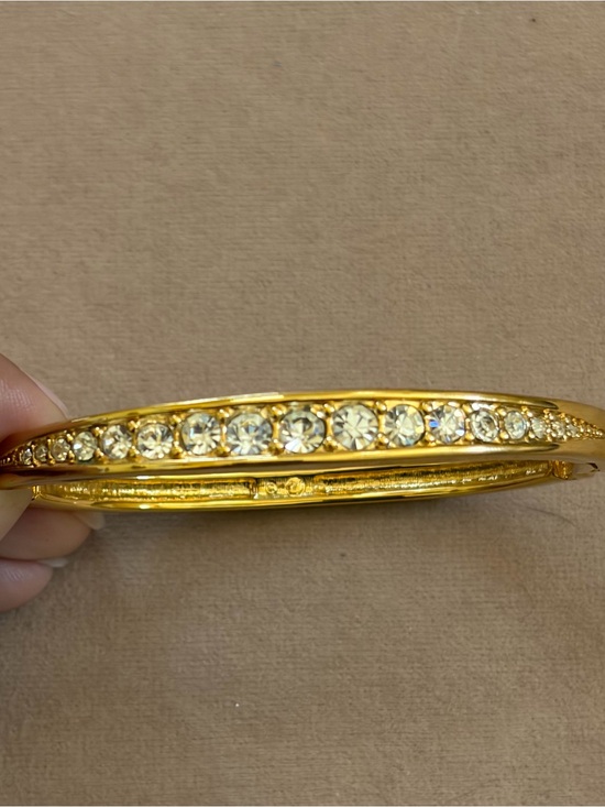 Swarovski Jewelry - Swarovski Gold White Crystal Hinged Bangle Bracelet